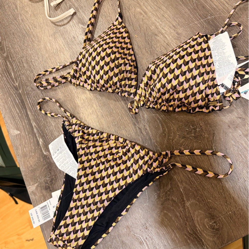 Rip Curl Black Bikini Top with Multicolor Trim